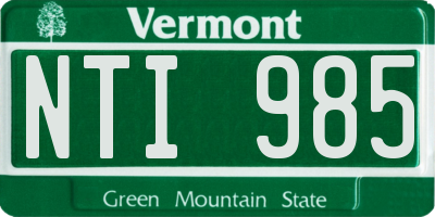 VT license plate NTI985