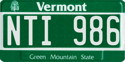 VT license plate NTI986