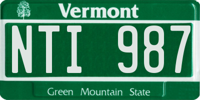 VT license plate NTI987