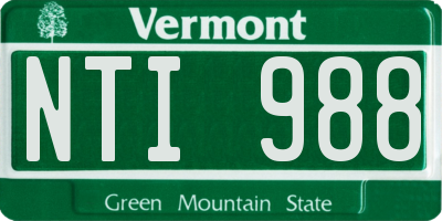 VT license plate NTI988