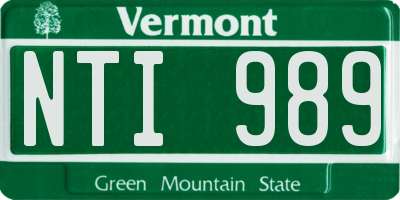 VT license plate NTI989