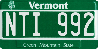 VT license plate NTI992