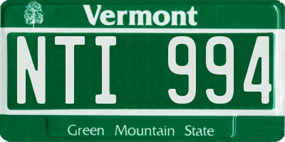 VT license plate NTI994