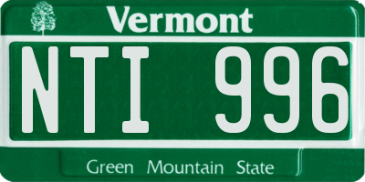 VT license plate NTI996