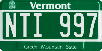 VT license plate NTI997