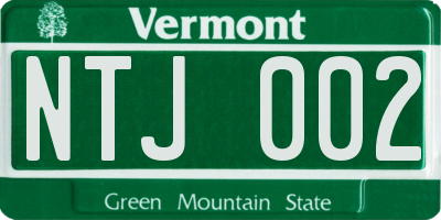 VT license plate NTJ002