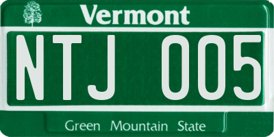 VT license plate NTJ005