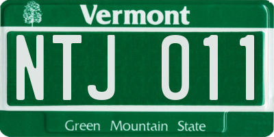 VT license plate NTJ011