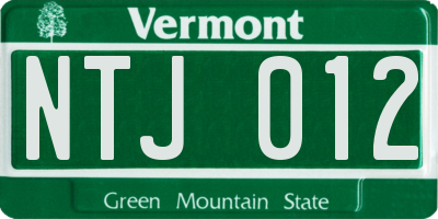 VT license plate NTJ012