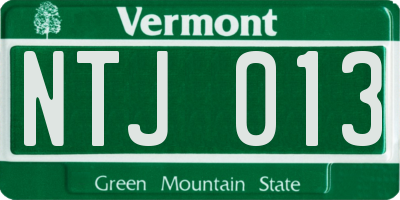 VT license plate NTJ013