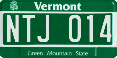 VT license plate NTJ014