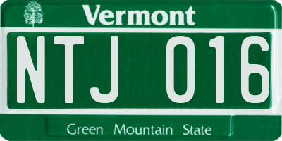 VT license plate NTJ016