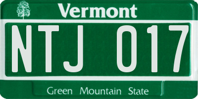 VT license plate NTJ017