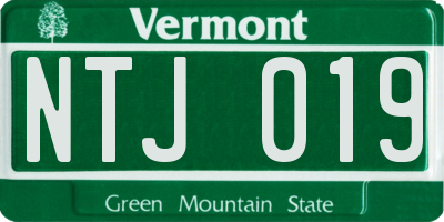 VT license plate NTJ019