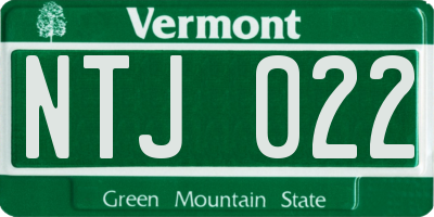 VT license plate NTJ022