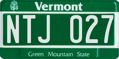 VT license plate NTJ027