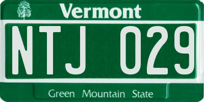 VT license plate NTJ029