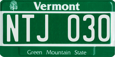 VT license plate NTJ030