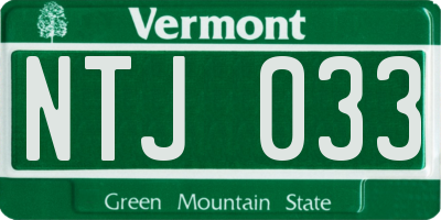 VT license plate NTJ033