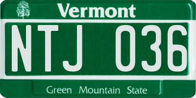 VT license plate NTJ036