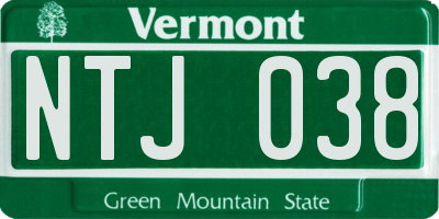 VT license plate NTJ038