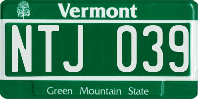 VT license plate NTJ039