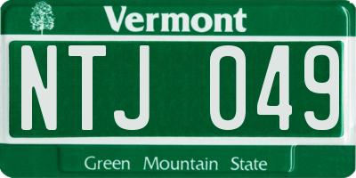 VT license plate NTJ049