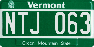 VT license plate NTJ063