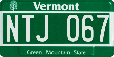 VT license plate NTJ067