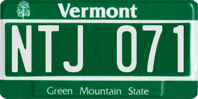 VT license plate NTJ071