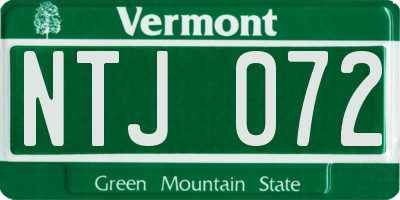 VT license plate NTJ072