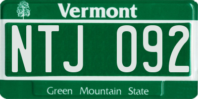 VT license plate NTJ092