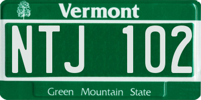 VT license plate NTJ102