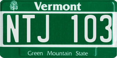 VT license plate NTJ103