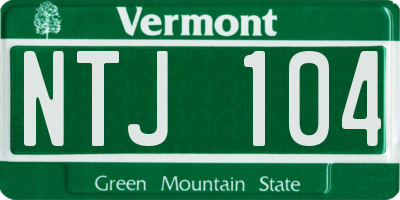 VT license plate NTJ104