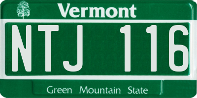 VT license plate NTJ116
