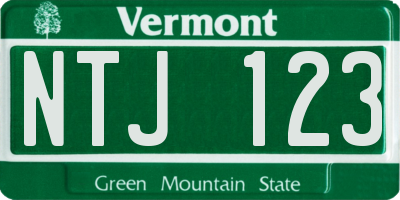 VT license plate NTJ123