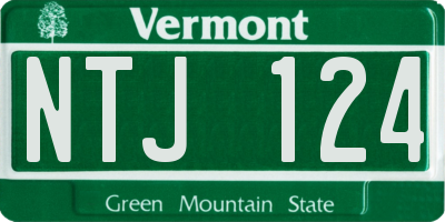 VT license plate NTJ124
