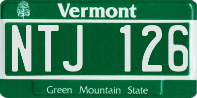 VT license plate NTJ126