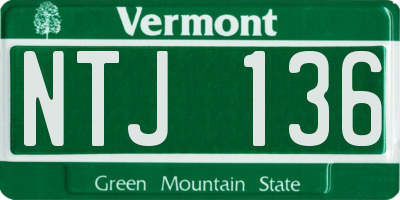VT license plate NTJ136