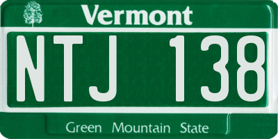 VT license plate NTJ138
