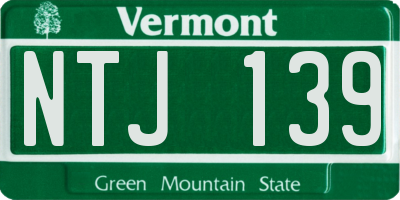 VT license plate NTJ139