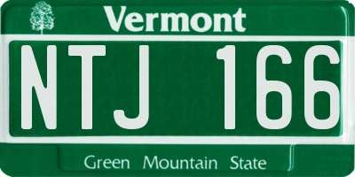 VT license plate NTJ166