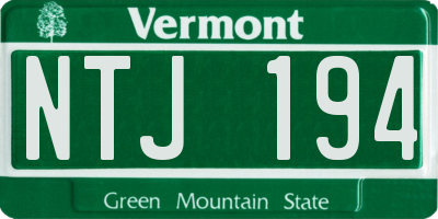 VT license plate NTJ194