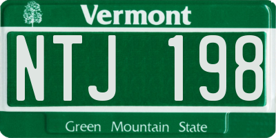 VT license plate NTJ198