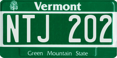 VT license plate NTJ202