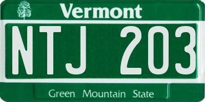 VT license plate NTJ203