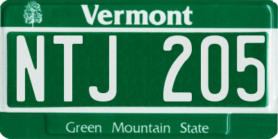 VT license plate NTJ205