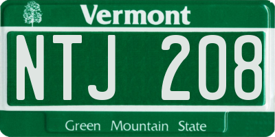 VT license plate NTJ208