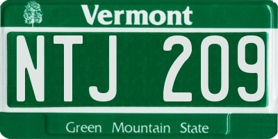 VT license plate NTJ209